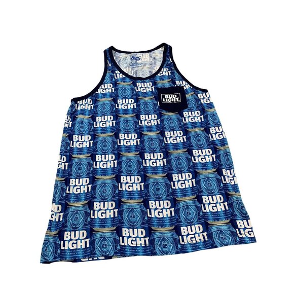 Bud Light Men's Medium Blue Tank Top Anheuser Busch 2017 Beer Summer Lake Day - Picture 1 of 7